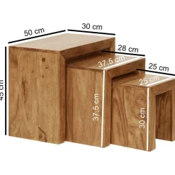 Beistelltisch MUMBAI 3er Set Akazie