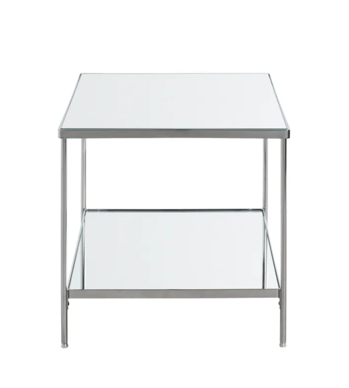 Beistelltisch quadratisch 45 x 45 cm Spiegelglas/chromfarbig