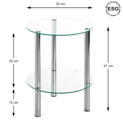 Beistelltisch rund 47 cm Glas Chrom
