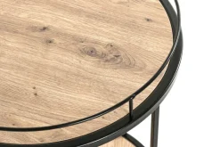 Beistelltisch rund 45 cm Schwarz/ Eiche