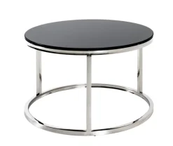 Beistelltisch rund 60 x 36 cm Glas schwarz