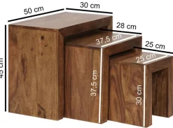 Beistelltisch-Set MUMBAI 3-teilig Sheesham massiv