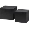 Beistelltisch-Set SANNE 2-teilig quardratisch Kiefer-Dekor schwarz lackiert
