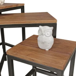 Beistelltisch-Set 3-teilig Metall Sheesham