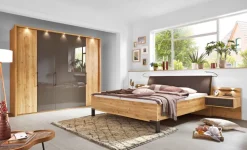 Bettanlage CLIVO Bianco Eiche/ Lederlook Havanna