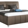 Bettgestell PALLAS 200 x 200 cm Lederlook braun-grau