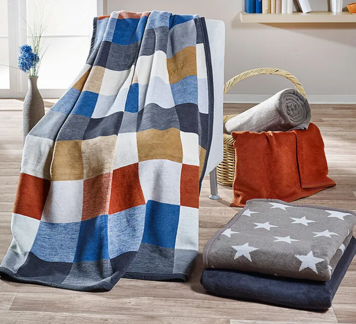 Biederlack Wohndecke COTTON HOME 150 x 200 grau/braun