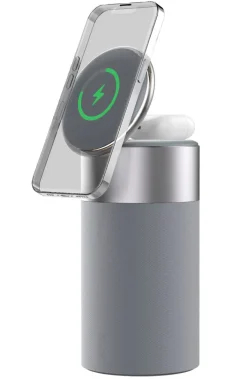 Bluetooth-Lautsprecher mit Ladefunktion und Nachtlicht grau