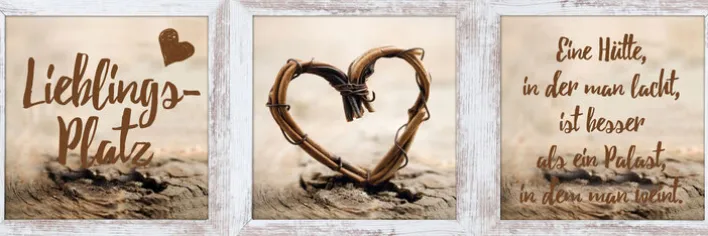 BÖNNINGHOFF Bild mit Rahmen LIEBLINGSPLATZ 3er Set