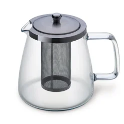 BOHEMIA SELECTION Teekanne CHARME Borosilikatglas/Edelstahl Höhe 15 cm 1.1 l Transparent/Klar/Schwarz