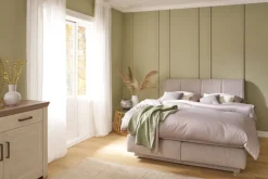 Boxspringbett TASSIA 160 x 200 cm Stoffbezug beige-grau