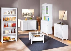 Buffet ADRIAN 88x198x43 cm Massivholz Kiefer weiß