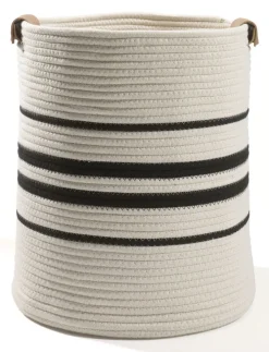 casaNOVA Aufbewahrungskorb rund LINE 40 cm weiß /schwarz