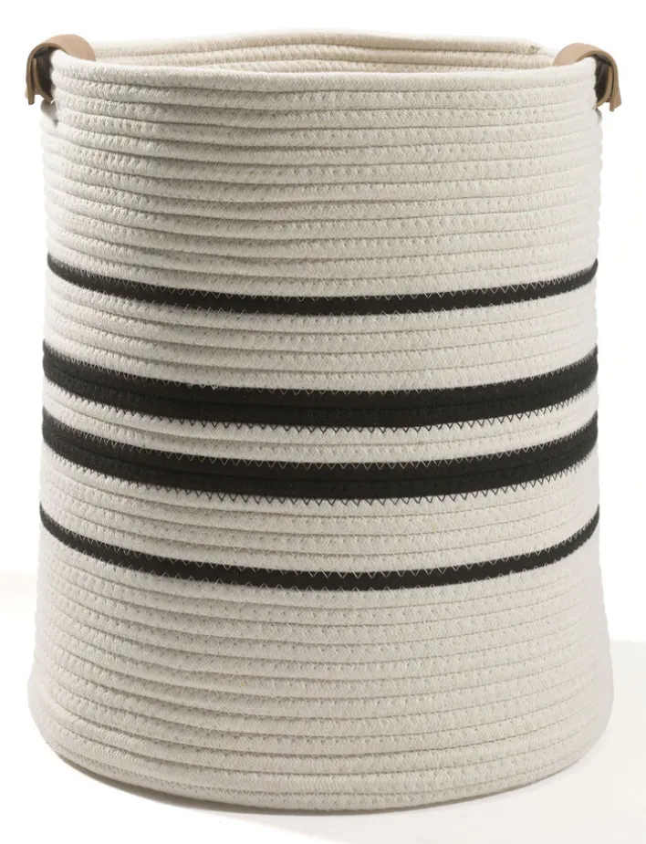 casaNOVA Aufbewahrungskorb rund LINE 40 cm weiß /schwarz