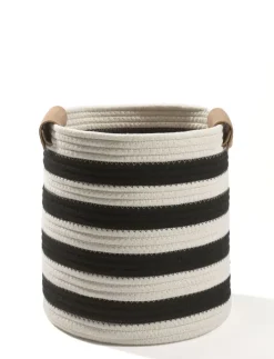 casaNOVA Aufbewahrungskorb rund BLOCK LINE 27 cm weiß /schwarz