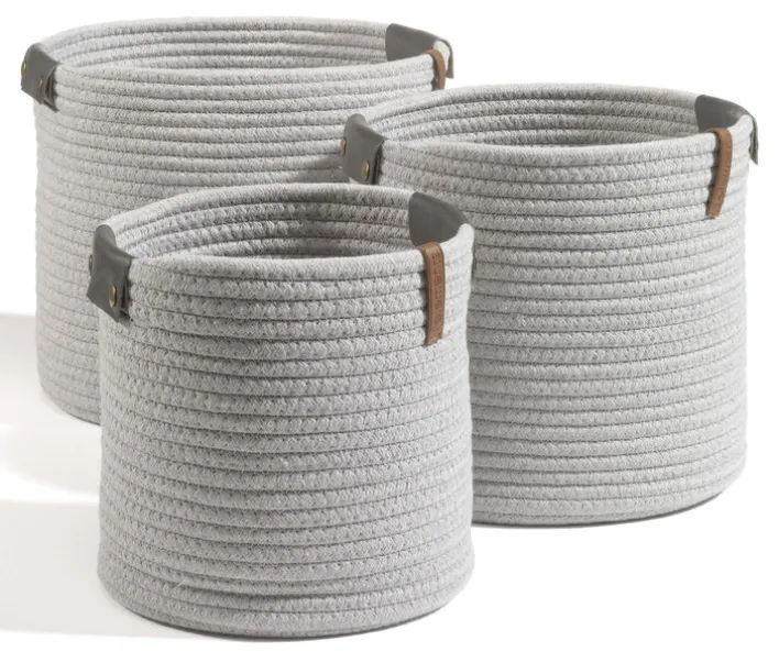 casaNOVA Aufbewahrungskorb rund 26 cm hellgrau