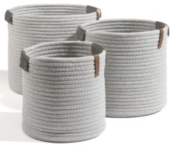 casaNOVA Aufbewahrungskorb rund 22 cm hellgrau