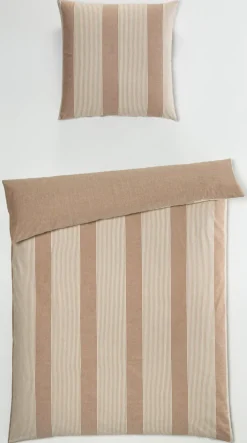 casaNOVA Baumwoll-Bettwäsche MORGAN STRIPE 135 x 200 cm cafe/braun