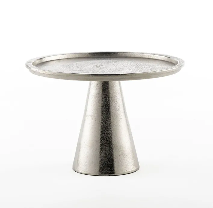 casaNOVA Deko Platte mit Sockel 27 cm silberfarbig