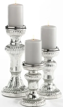 casaNOVA Kerzenständer klein 16 cm silberfarbig