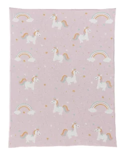 casaNOVA Kinderdecke EINHORN 80 x 100 cm rosa/pink