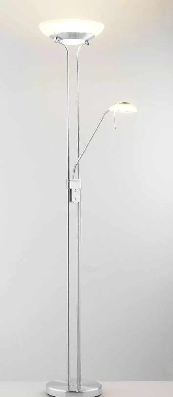 casaNOVA LED Deckenfluter EVEN II mit Leselicht nickelfarbig