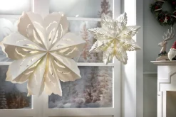 casaNOVA Lichtobjekt Papieranhänger SCHNEEFLOCKE mit Beleuchtung 48,3 cm