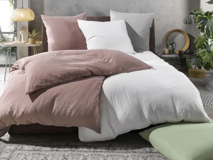 casaNOVA Musselin-Bettwäsche GRETA 135 x 200 cm grau