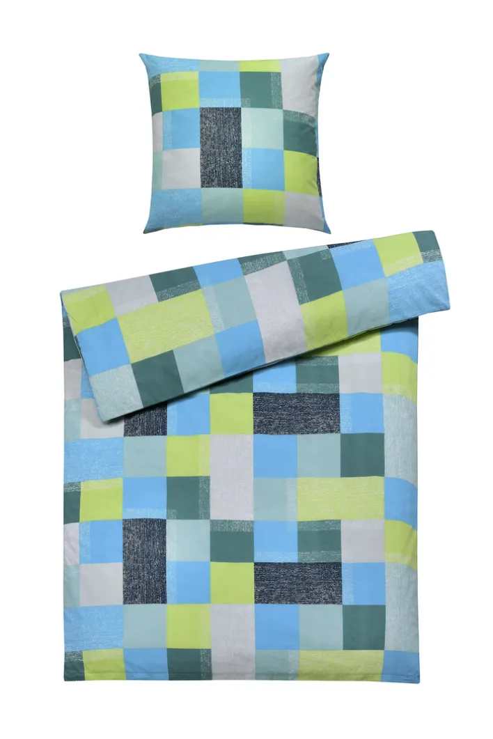 casaNOVA Renforcé-Bettwäsche HAILEY 135 x 200 cm blau/grün
