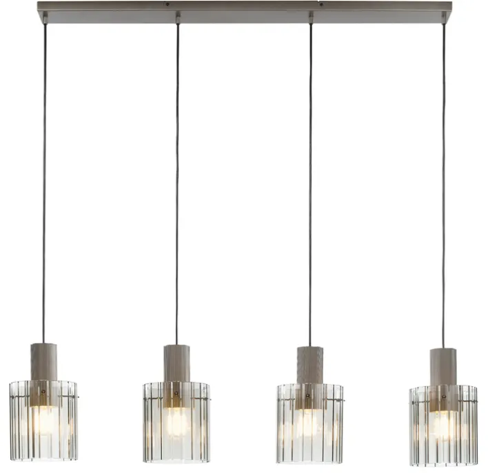 casaNOVA Retrofit Balkenpendel RONJA 4-flg silberfarbig /Rauchglas