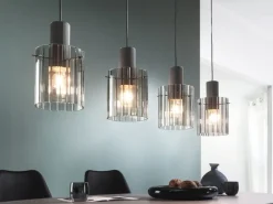 casaNOVA Retrofit Balkenpendel RONJA 4-flg silberfarbig /Rauchglas