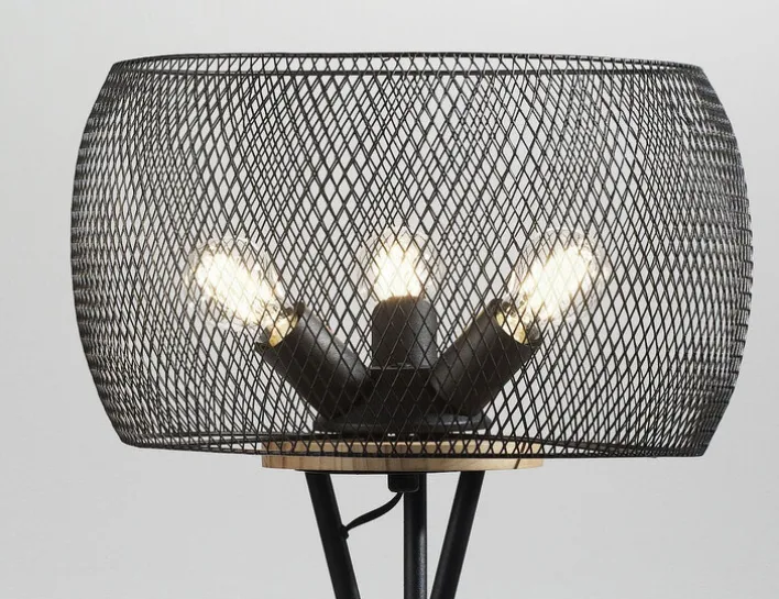 casaNOVA Retrofit Stehlampe RESI 3-flg schwarz /Holz