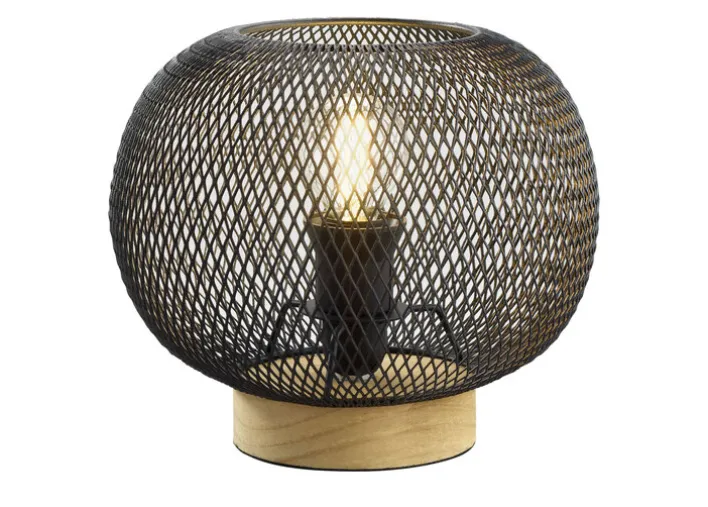 casaNOVA Retrofit Tischlampe RESI 22 cm schwarz /Holz