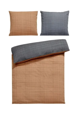 casaNOVA Satin-Bettwäsche LINDA 135 x 200 cm anthrazit/rostfarbig