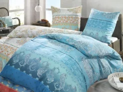 casaNOVA Satin-Bettwäsche SUN 135 x 200 cm blau