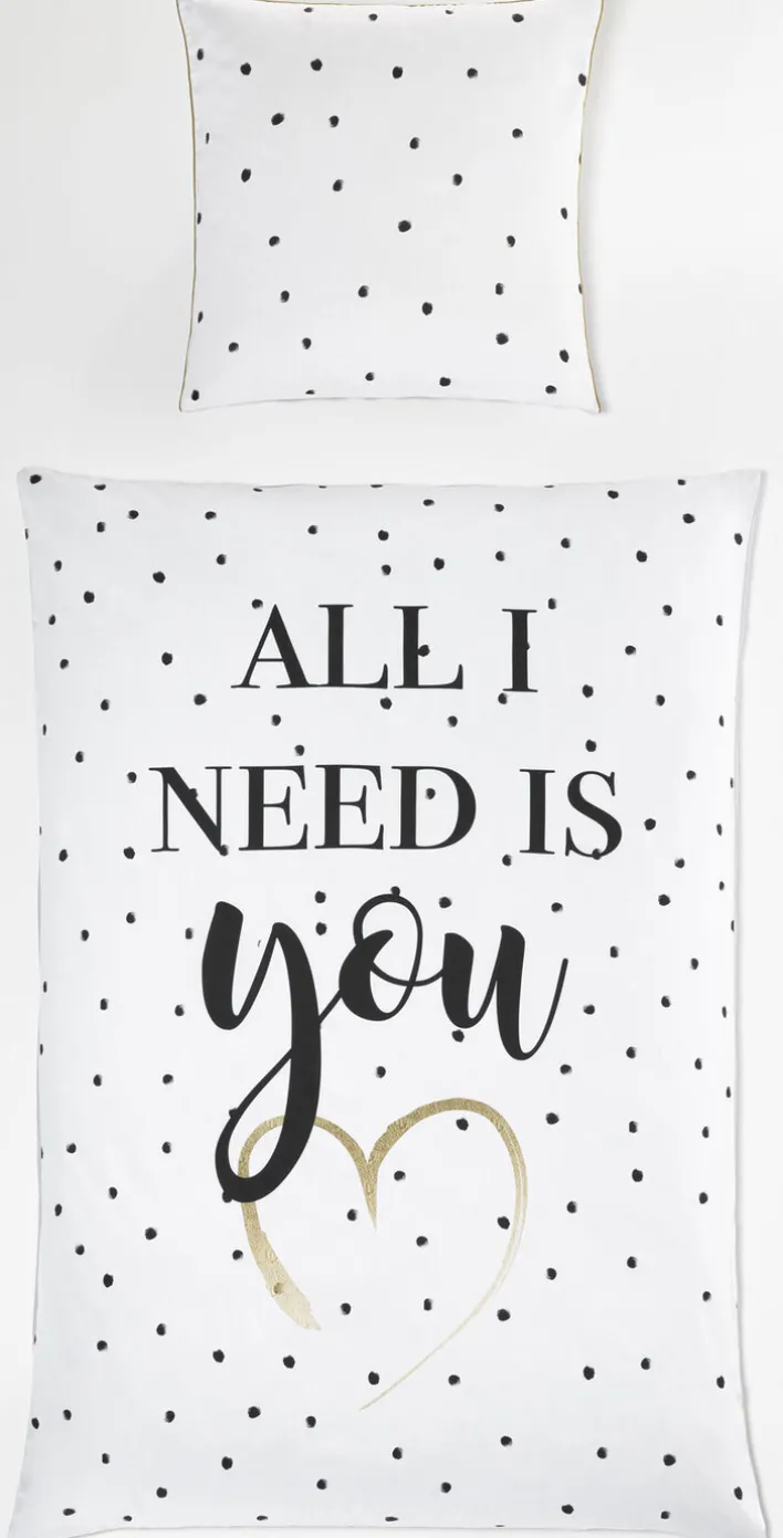 casaNOVA Satin-Bettwäsche YOU 135 x 200 cm weiß/schwarz