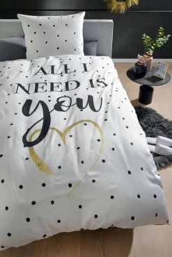 casaNOVA Satin-Bettwäsche YOU 135 x 200 cm weiß/schwarz