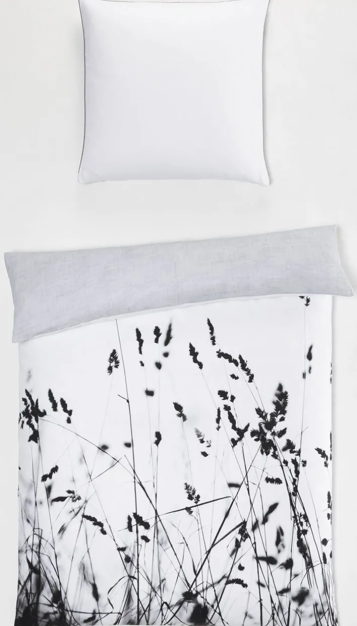 casaNOVA Satin-Bettwäsche ZOE 135 x 200 cm weiß/schwarz