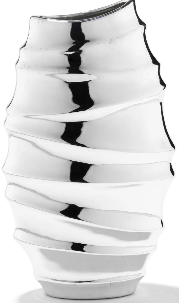 casaNOVA Vase 35,5 cm silberfarbig Hochglanz