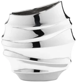 casaNOVA Vase 26 cm silberfarbig Hochglanz