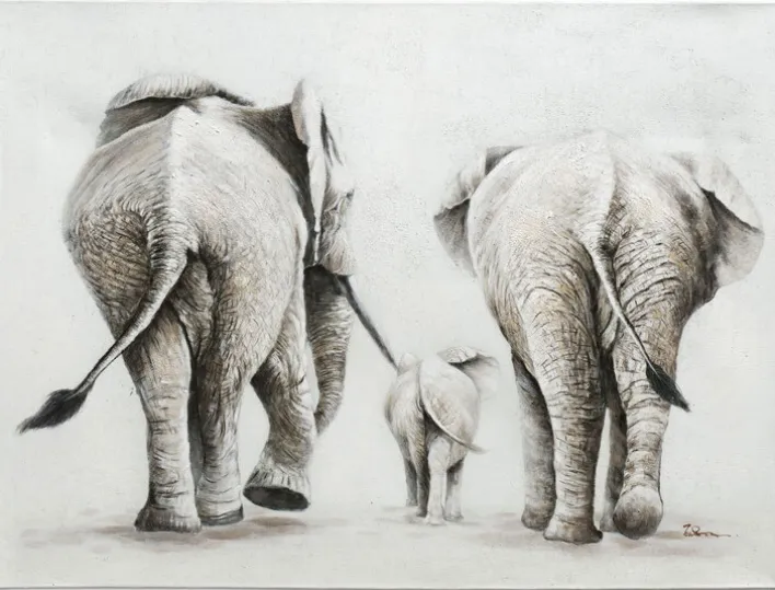 casaNOVA Wandgemälde Bild ELEFANTEN II 120 x 90 cm Leinwand/Holzrahmen