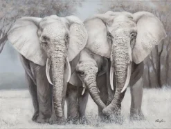 casaNOVA Wandgemälde Bild ELEFANTEN I 120 x 90 cm Leinwand/Holzrahmen