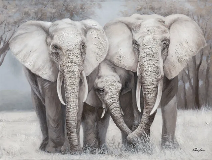 casaNOVA Wandgemälde Bild ELEFANTEN I 120 x 90 cm Leinwand/Holzrahmen