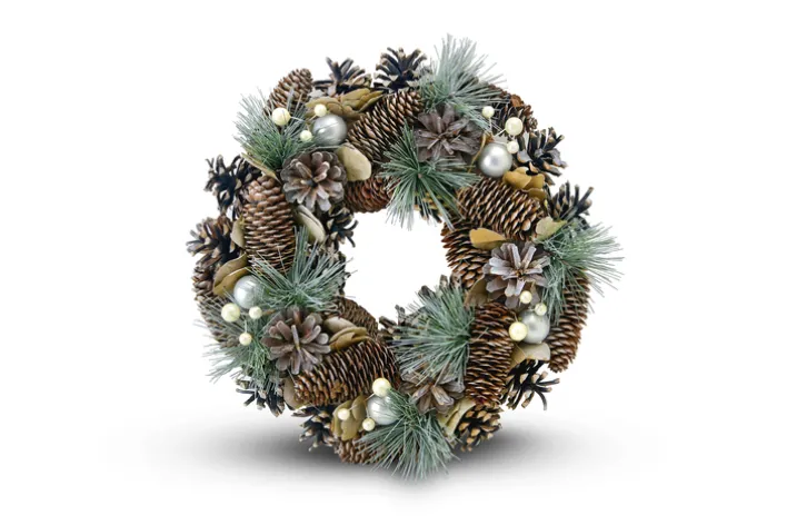 casaNova Weihnachtsdeko Kranz 9 cm Braun-Grün