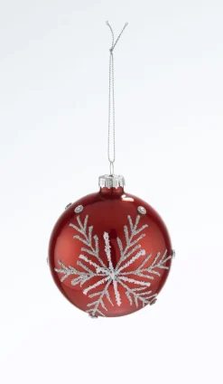 casaNOVA Weihnachtskugel I NORDISCHER WINTER 8 cm rot /weiß