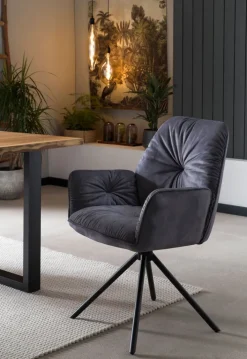 CASAVANTI Armlehndrehstuhl Samtvelours schwarz