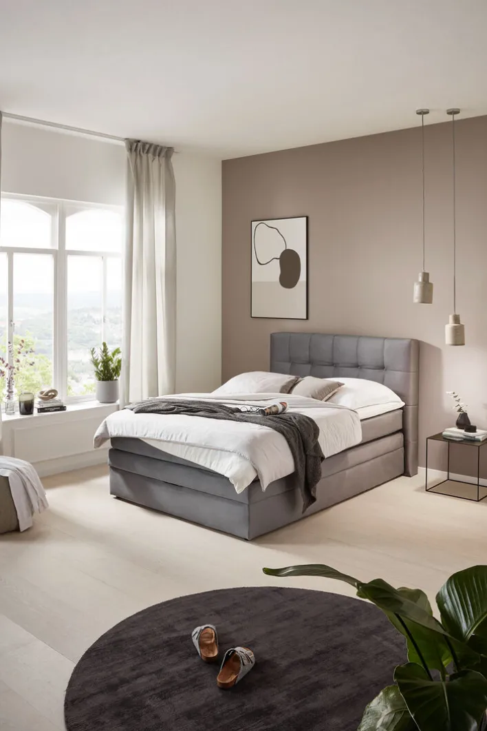CASAVANTI Boxspringbett AMY 140 x 200 cm grau