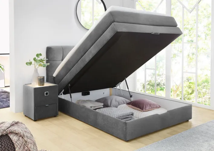 CASAVANTI Boxspringbett AMY 140 x 200 cm grau