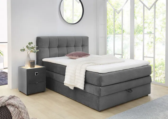 CASAVANTI Boxspringbett AMY 140 x 200 cm grau