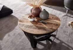 CASAVANTI Couchtisch 60 cm Schwarz Metall/ Mango massiv